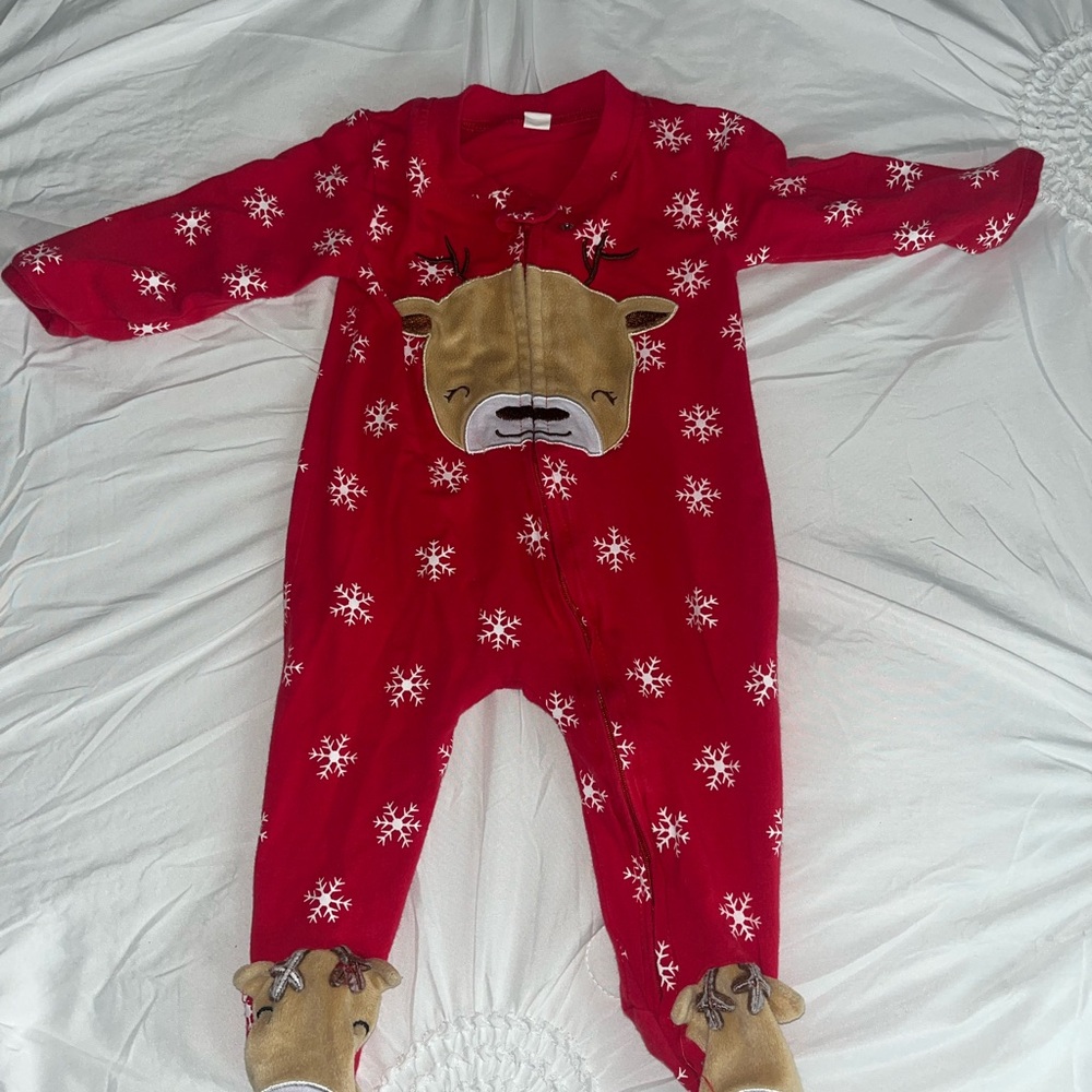 Baby Christmas Rain deer pajamas size 6 months red